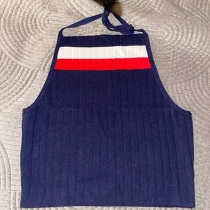 red white & blue halter crop top